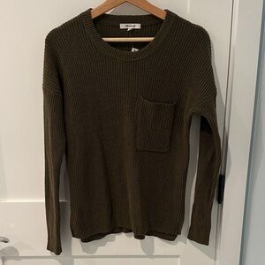 Madewell Thompson pocket pullover sweater Dark Green Olive XS NWT